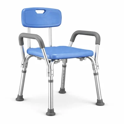 Butaco de ducha con braceros, silla segura y ergonómica