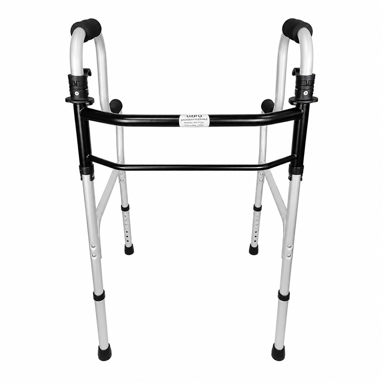 Caminador plegable con doble apoyo de aluminio ajustable
