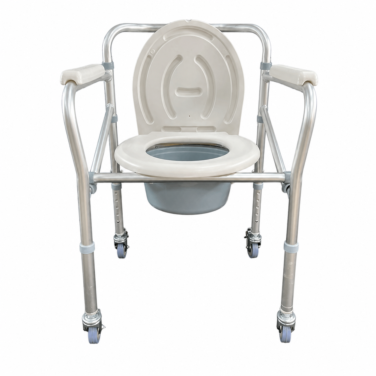 Silla de Ruedas Sanitaria Plegable con Ruedas y Freno