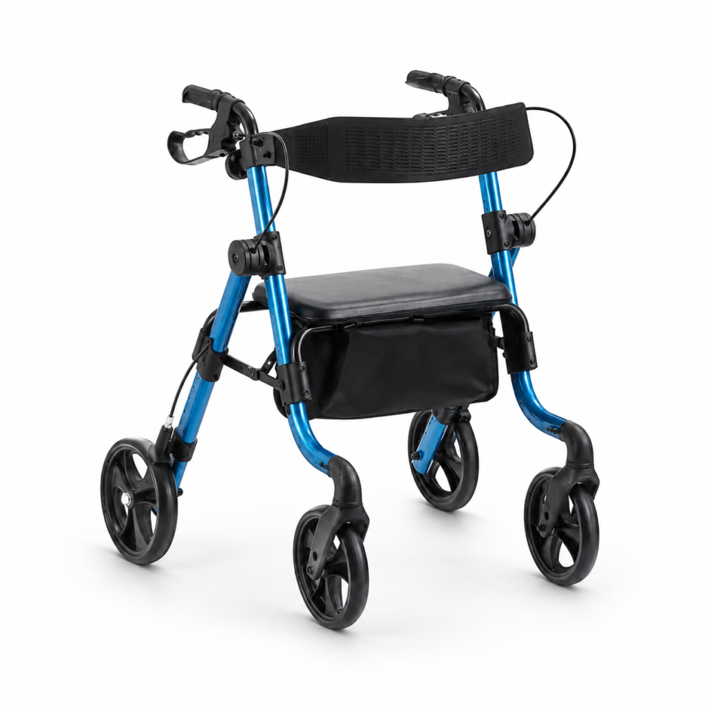 Caminador de 4 ruedas con asiento y espaldar