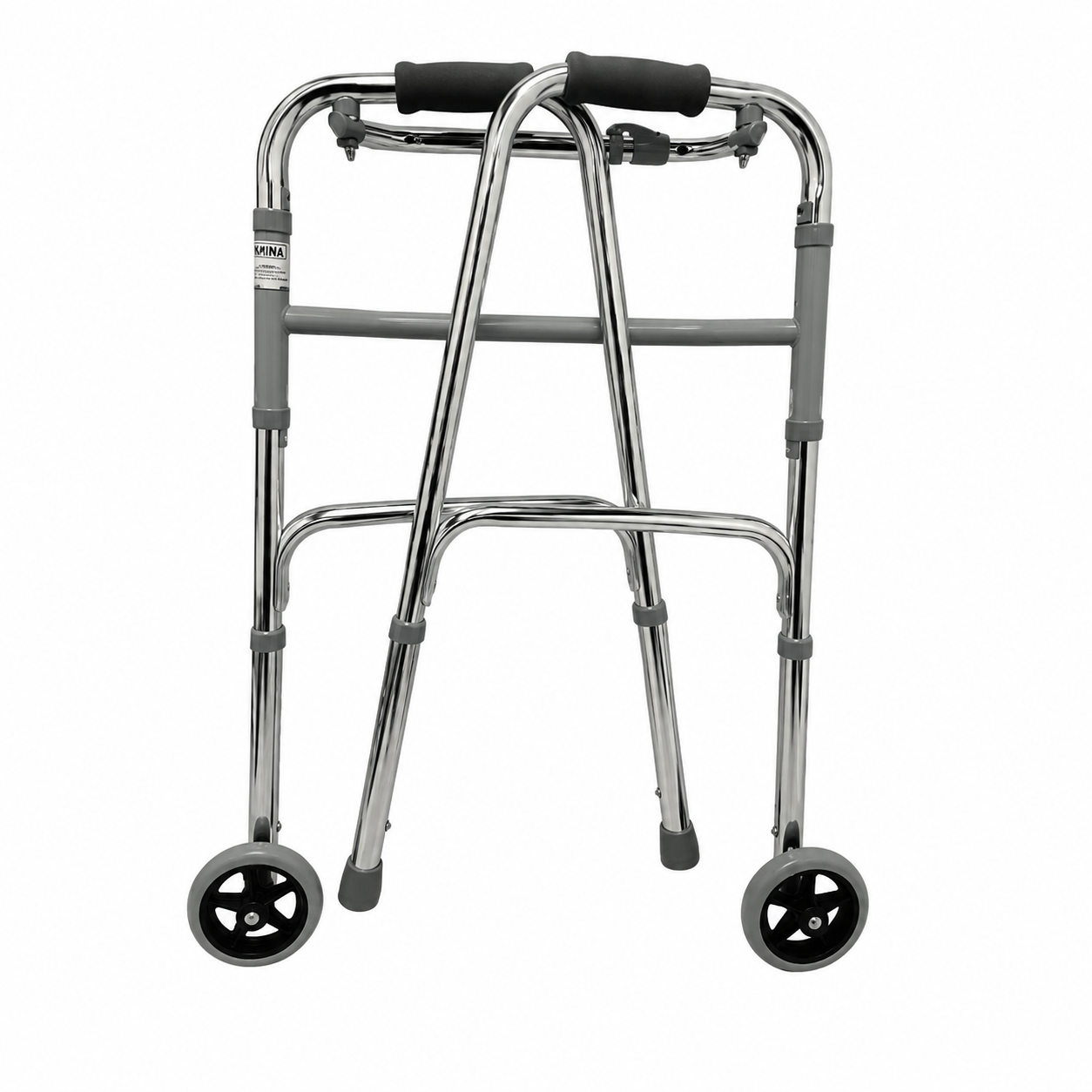 Caminador plegable en aluminio de dos ruedas