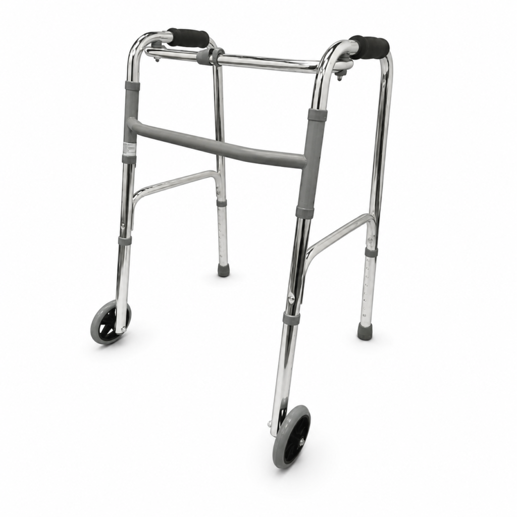 Caminador plegable en aluminio de dos ruedas